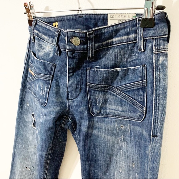 Diesel Wenga Wash 008WW Stretch Distressed Denim Jeans Front Patch Pockets 💙 - Picture 4 of 15